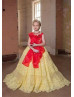 Red And Yellow Lace Tulle Chic Flower Girl Dress